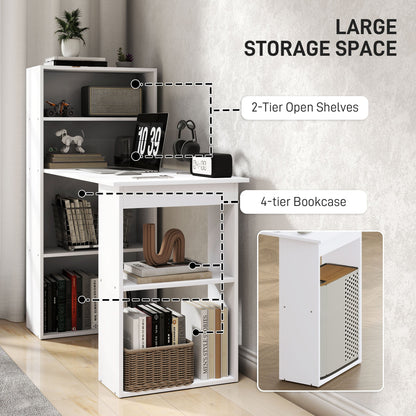 Modern Computer Desk with Storage Shelves, 47" Writing Table Workstation with Bookshelf for Home Office, Black