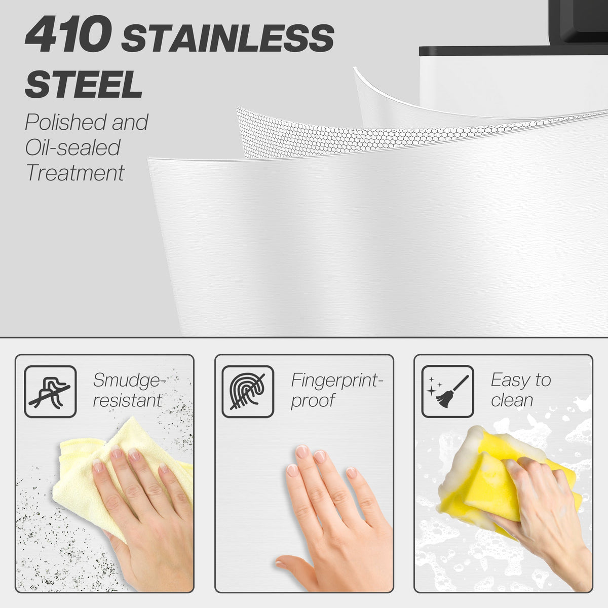 5.3 gal/20 L Stainless Steel Kitchen Garbage Can with Soft-close Lid, Foot Pedal, Fingerprint-Proof, Black