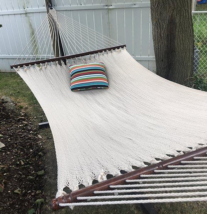 Deluxe Polyester Rope Hammock with Wicker Stand