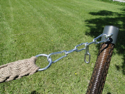 Deluxe Polyester Rope Hammock with Wicker Stand