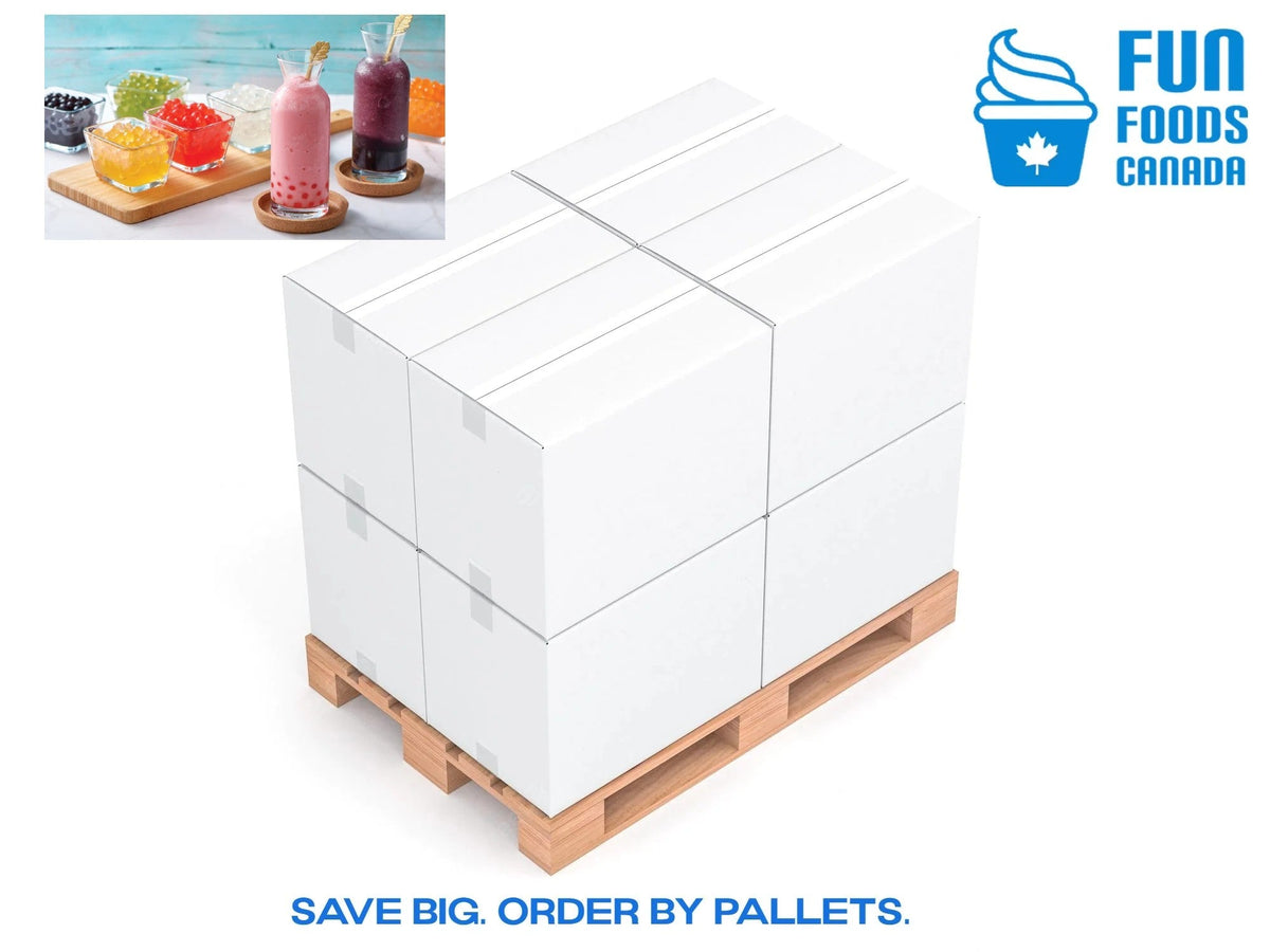 "TOP DEAL" Mango Bursting Boba® | Popping Boba | 490g Mini Tub | 6 Mini Tubs Per Case | 90 Cases Per Pallet | Ships Free Within Canada on Orders Above CAD $199