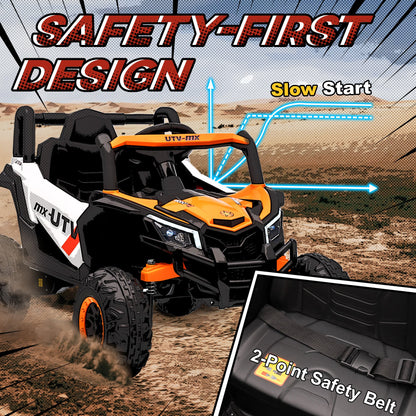 12V Kids Ride On Car with Remote Control, Battery Powered Electric UTV with Spring Suspension for Aged 3-5 Years, Orange