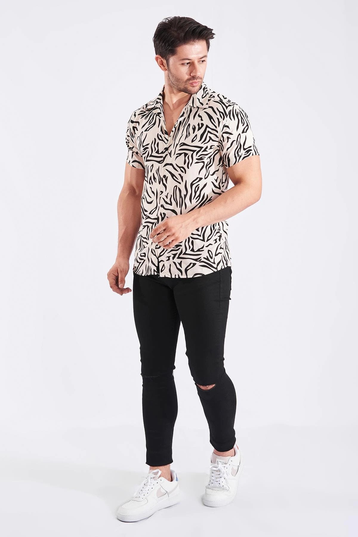 Short Sleeve Zebra Print