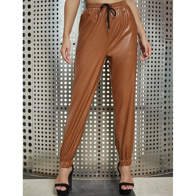 Leather Drawstring Joggers