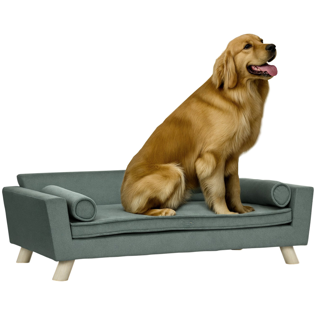 Dog Sofa Bed with Removable Pillows, Foam Pet Sofa Cat Sofa with Removable Washable Cushion, Water-resistant Fabric, for Medium and Large Dogs, Grey