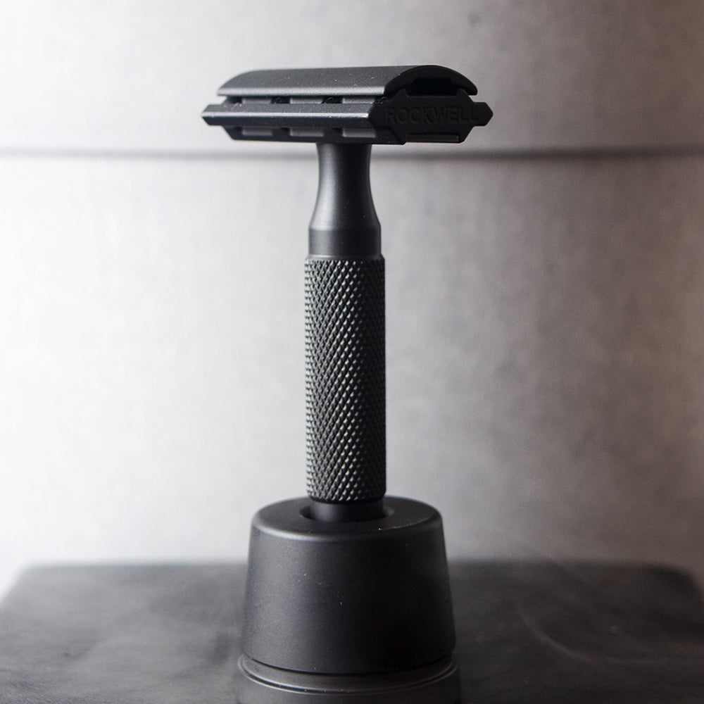 Rockwell 6S Stainless Steel Adjustable DE Safety Razor - Matte Black PVD (6 Settings)
