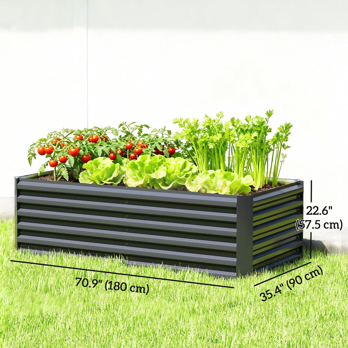 6' x 3' x 2' Raised Garden Bed, Galvanized Planter Box for Growing Flowers, Herbs and Vegetables, Brown