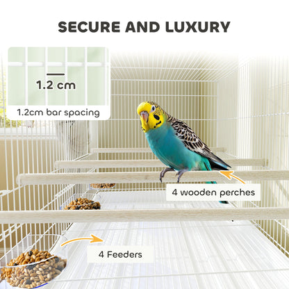 18" H Bird Cage, Large Parakeet Cage for Budgie, Lovebird, Canary, Finches with Divider, Black