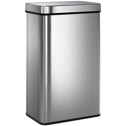 13.2 Gallon Sensor Can, Automatic Garbage Can with Soft-Close Lid, Fingerprint-Proof Stainless Steel, Silver