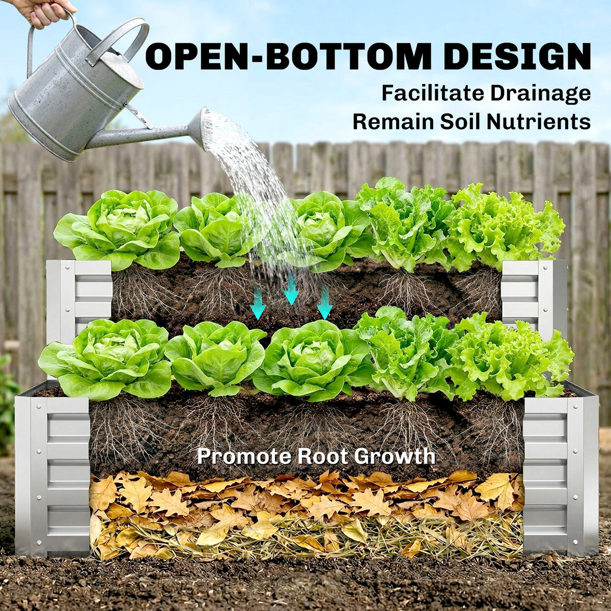 2 Tier Raised Garden Bed, 47" x 40" x 23" Galvanized Steel Planter Box for Vegetables, Flowers, and Herbs, Dark Grey