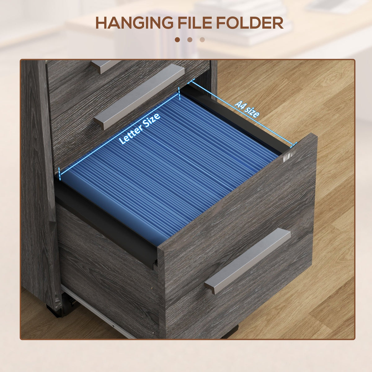 3 Drawer File Cabinet with Lock and Edged Top, Lockable Filing Cabinet on Wheels for Letter and A4 Size, White