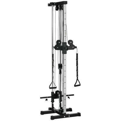 Wall Mount Cable Station, 15 Positions Adjustable Dual Pulley Machine Cable Crossover Machine Home Gym Equipment