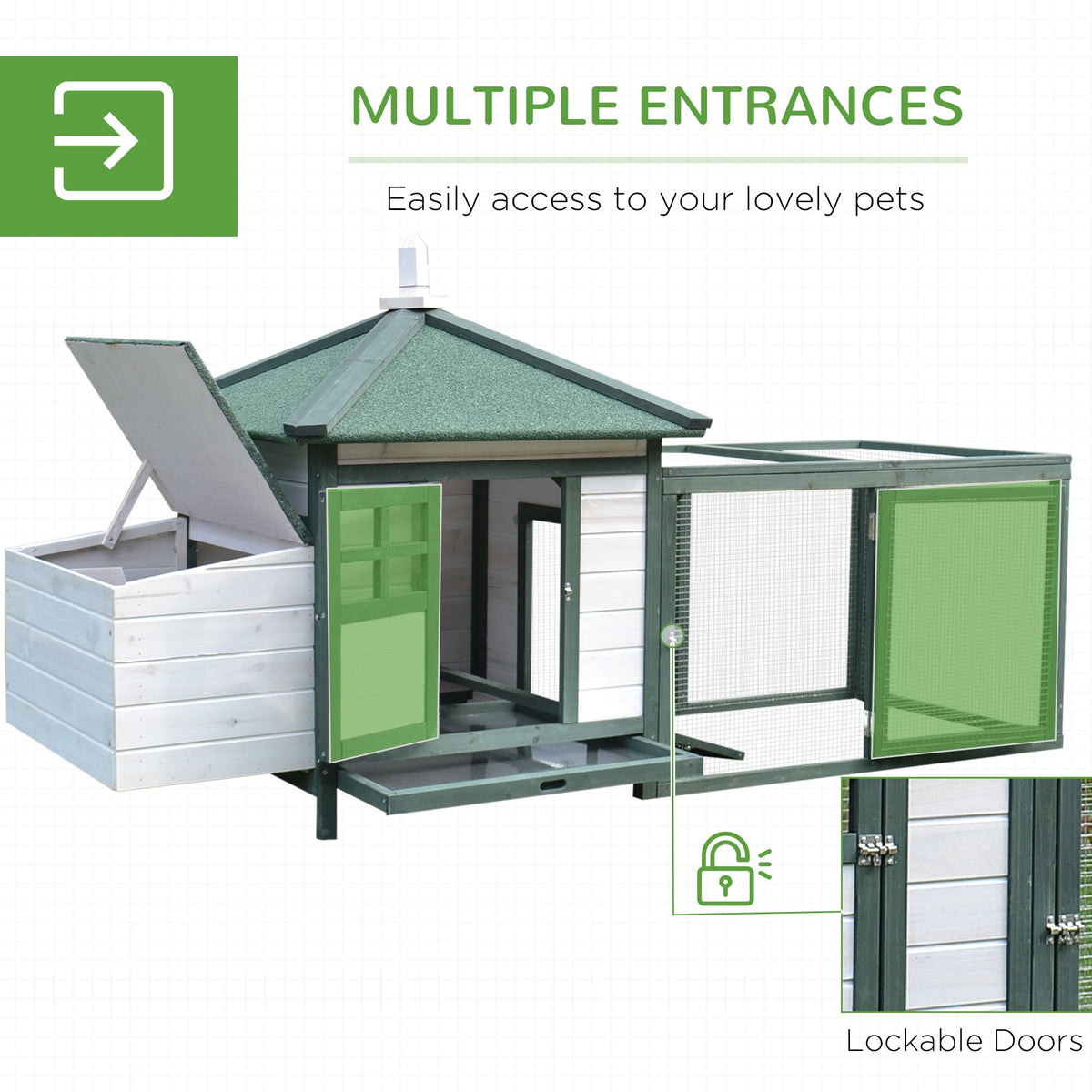 77" Chicken Coop Hen House Rabbit Hutch Poultry Cage Pen Outdoor Backyard with Nesting Box Run Natural
