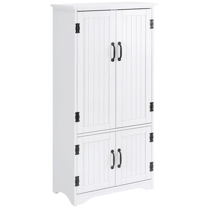 48" 4-Door Storage Cabinet Multi-Storey Large Space Pantry with Adjustable Shelves Black