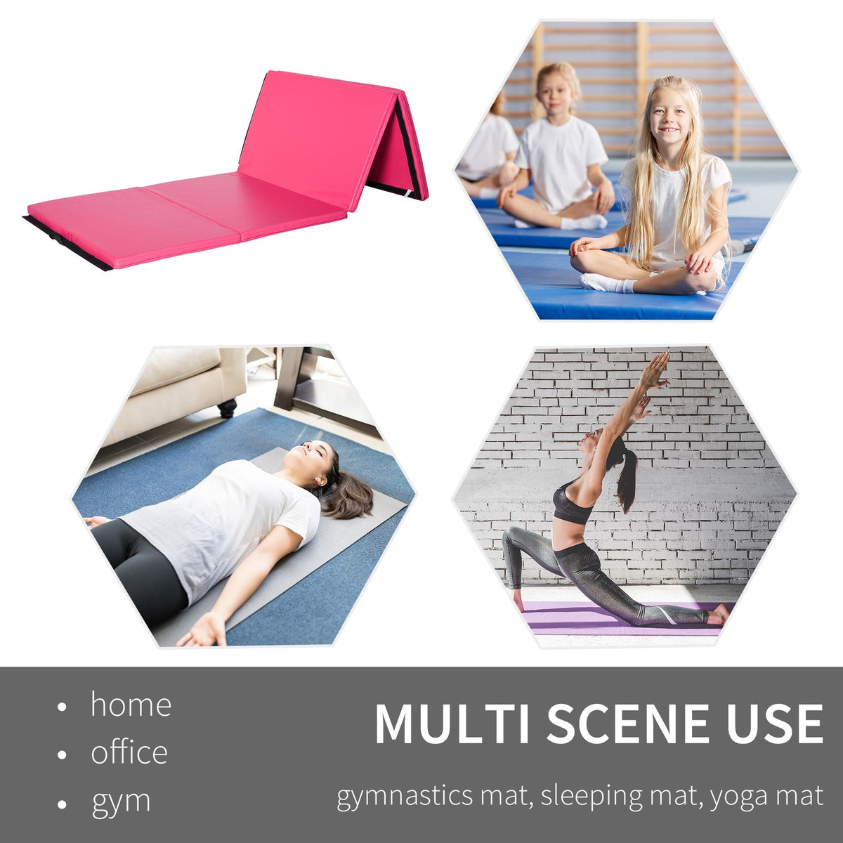 4'x10'x2" Folding Gymnastics Tumbling Mat, Exercise Mat with Carrying Handles for Yoga, MMA, Martial Arts, Dark Blue