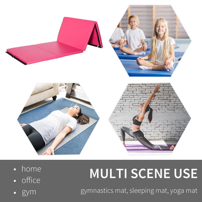 4'x10'x2" Folding Gymnastics Tumbling Mat, Exercise Mat with Carrying Handles for Yoga, MMA, Martial Arts, Dark Blue