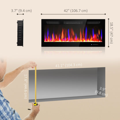 Marley 42" Thin Electric Freestanding/Wall Mounted Electric Fireplace Heater with Eco Mode