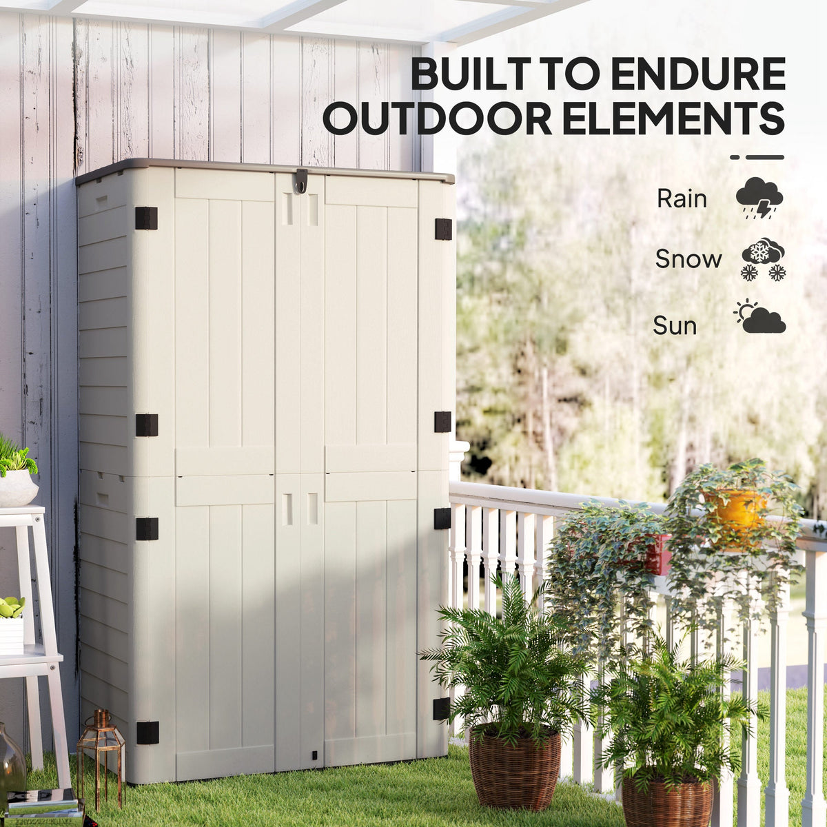 185 Gallon Outdoor Storage Cabinet with Openable Top and Lockable Doors for Lawnmower, Trash Can, Patio Accessories