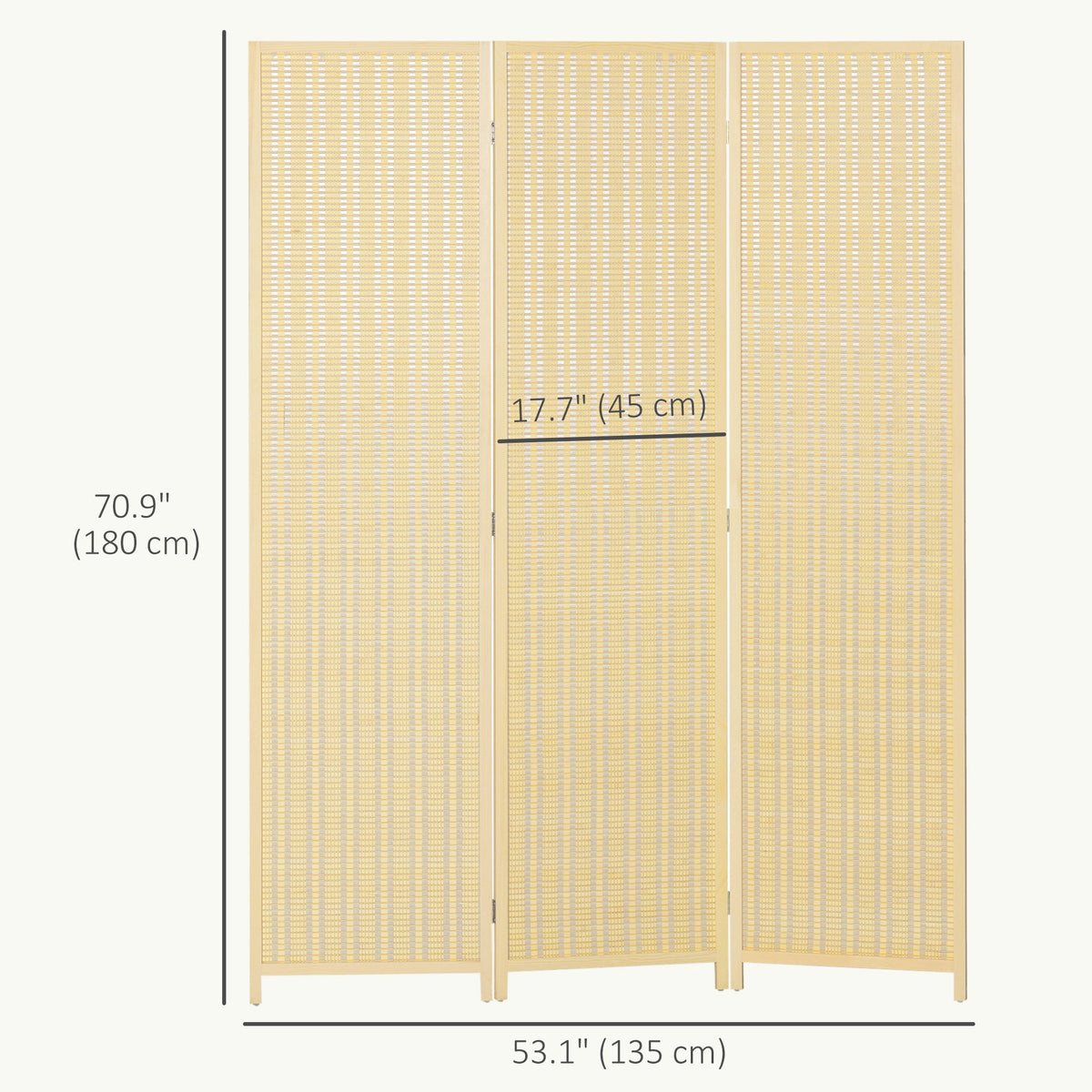 Woven Bamboo Room Divider, 4 Panel Folding Indoor Privacy Screens for Home Office, 71"x71"x0.6", Natural
