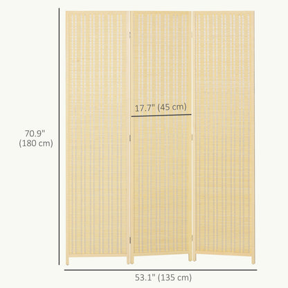 Woven Bamboo Room Divider, 4 Panel Folding Indoor Privacy Screens for Home Office, 71"x71"x0.6", Natural