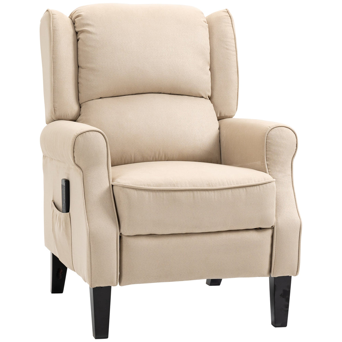 Push Back Recliner Chair, Vibration Massage Recliner for Living Room with Extendable Footrest, Remote, Pocket, Blue