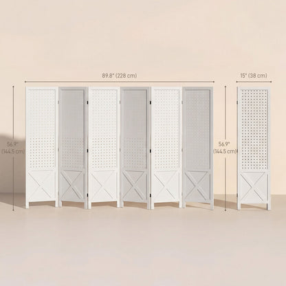 4.7' 3 Panel Wooden Room Divider with Pegboard Display, Folding Privacy Screen for Home Office, Natural