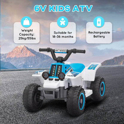 6V Kids ATV Quad, 4 Wheeler Battery Powered Electric Ride on Car w/ Lights, Forward Backward, Black