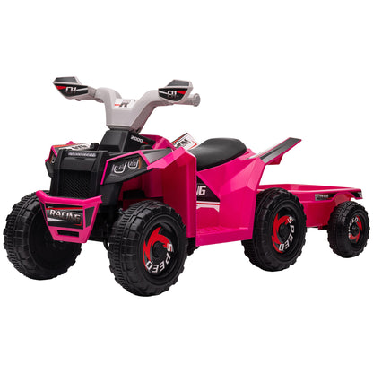 6V Electric Toy Car with Back Trailer, Forward Backward, Wear-Resistant Wheels for Ages 18-36 Months, Red