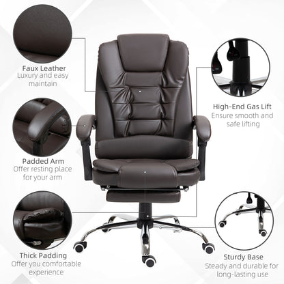 Ergonomic Office Chair with Back Support, PU leather Executive Office Chair with High Back, Retractable Footrest, Black