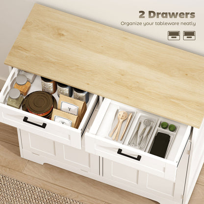 13 Gallon Tilt Out Garbage Cabinet, Kitchen Island with Trash Cabinet, 2 Drawers, Door Racks, Adjustable Shelves, Black