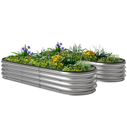 2Pcs Galvanized Raised Garden Bed, 4 x 3 x 1 ft Modular Metal Garden Beds with Rubber Strip Edging, Silver