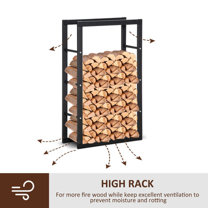 15.7" x 9.8" x 39.4" Firewood Rack Outdoor, Log Holder Fireplace Storage Rack with Handles and 220 lbs. Weight Capacity, Black