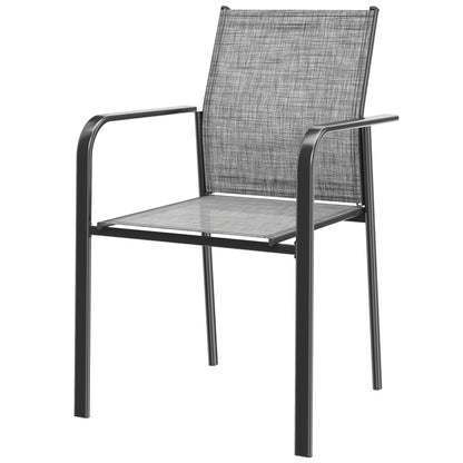Stackable Patio Chairs Set of 4, Outdoor Dining Chairs with 20" Deep Seat, All Weather Breathable Mesh, Armrests, Black