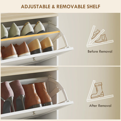 Modern Shoe Storage with 3 Flip Drawers and Adjustable Shelves, Shoe Cabinet Organizer for 12-18 Pairs of Shoes, Black