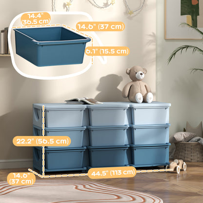 3 Tier Kids Toy Organizer and Storage Bins with 6 Plastic Drawers, Blue