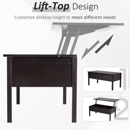 39" Modern Lift Top Coffee Table with Hidden Storage Compartment, Center Table for Living Room, Black