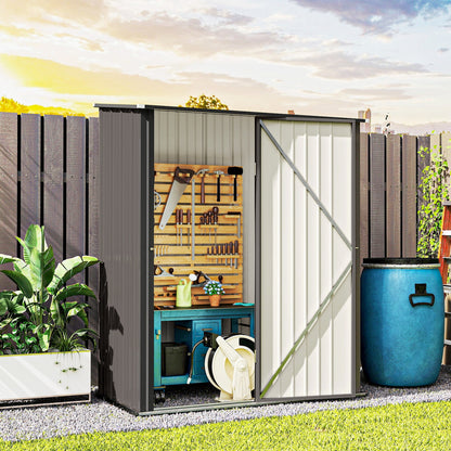 5' x 3' Outdoor Storage Shed, Steel Garden Shed with Single Lockable Door, Tool Storage Shed for Backyard, Black
