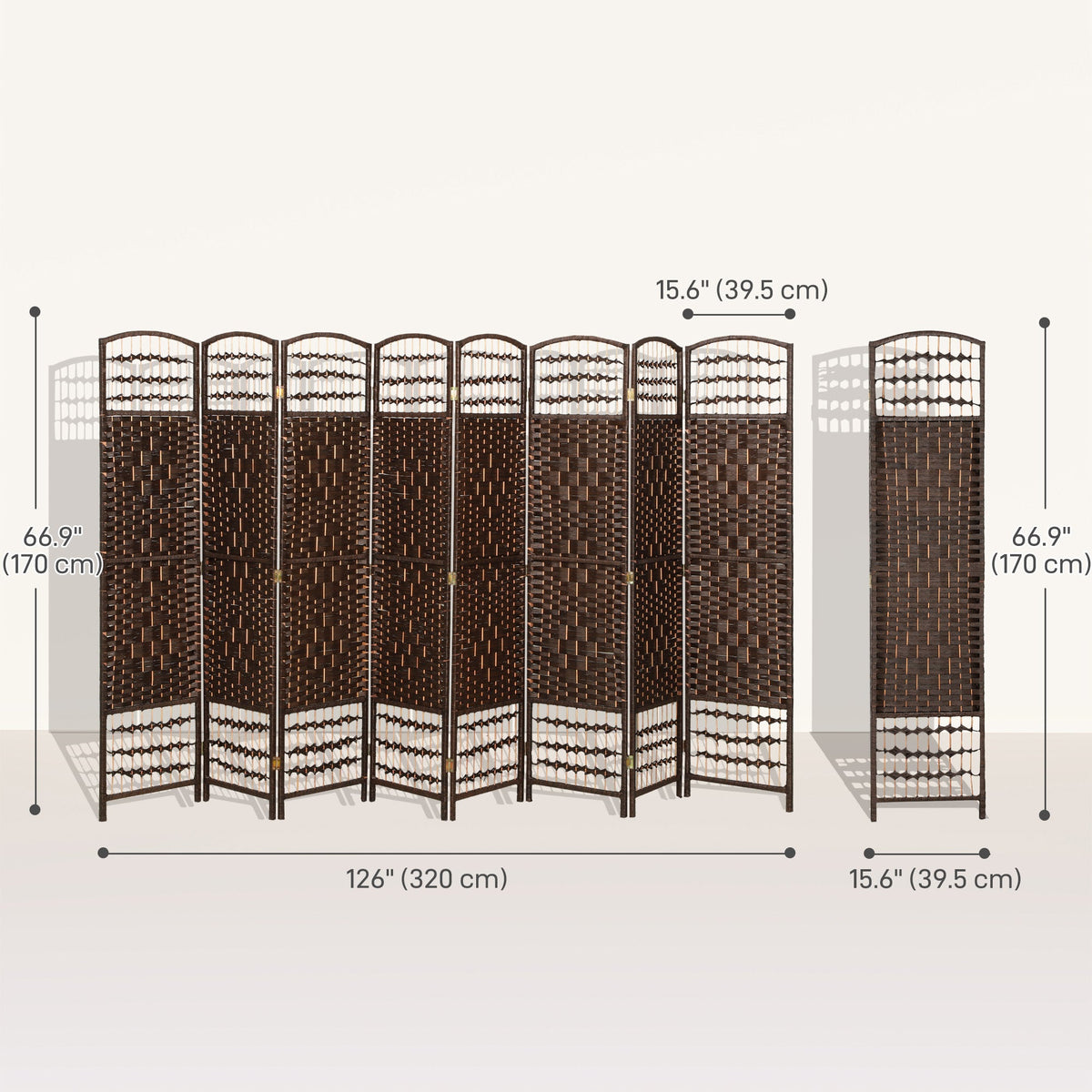 4 Panel Folding Room Divider, Portable Privacy Screen, Wave Fiber Room Partition for Home Office, Black
