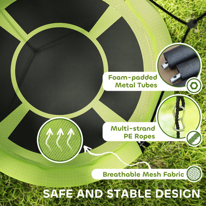 100cm Diameter Nest Seat for Kids with Height Adjustable Hanging Ropes for Outdoor, Playground, Garden, Green
