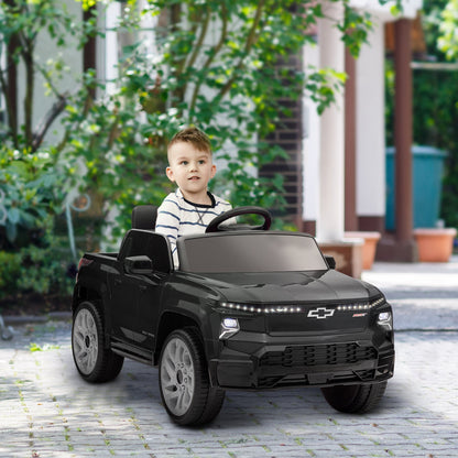 12V CHEVROLET SILVERADO EV RST Licensed Kids Car w/ Remote, Spring Suspension, Soft Start, Training Wheels, Black