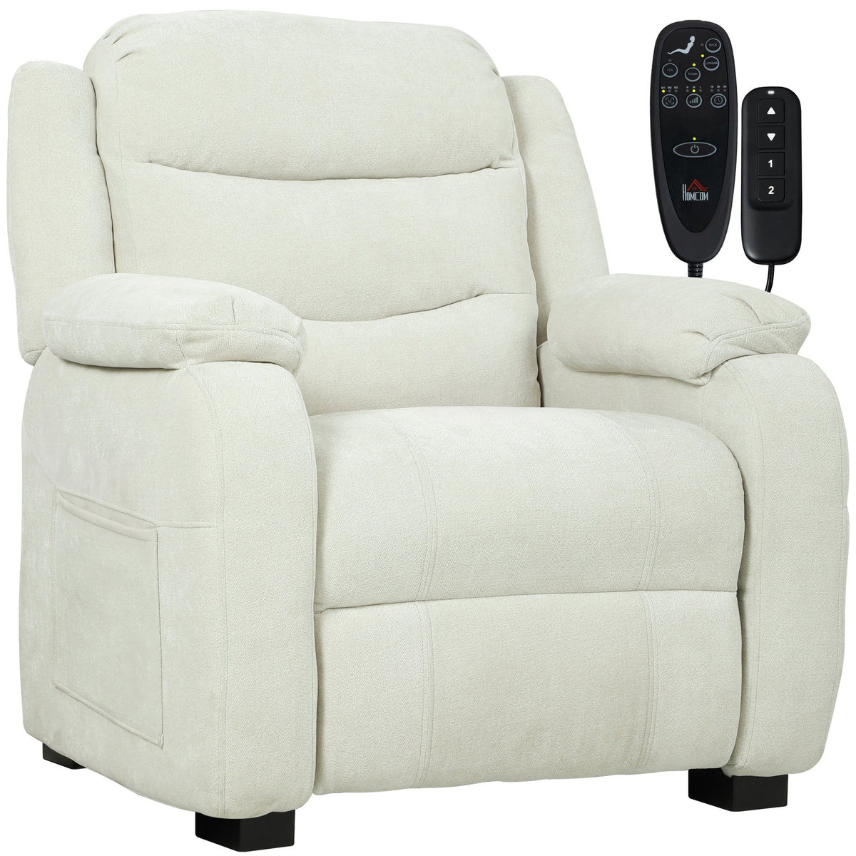 Massage Recliner Chair, Power Recliner with Quiet Brushless Motor, Remote, Pockets, 2 Memory Positions, Beige