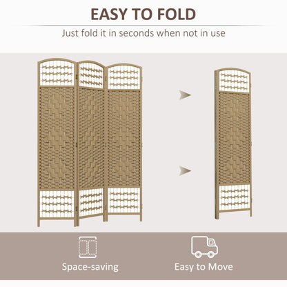 4 Panel Folding Room Divider, Portable Privacy Screen, Wave Fiber Room Partition for Home Office, Black