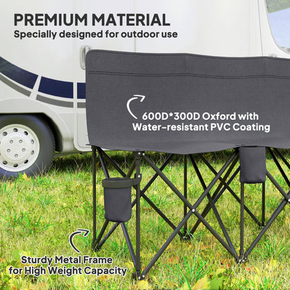 6 Seat Folding Camping Chair with Cup Holder and Carrying Case for Camping, Picnic, Sport Events, Black