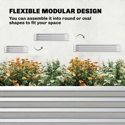 Galvanised Raised Garden Bed with Arched Trellis, 7 x 4 x 7ft Metal Outdoor Planter Box with Open Bottom