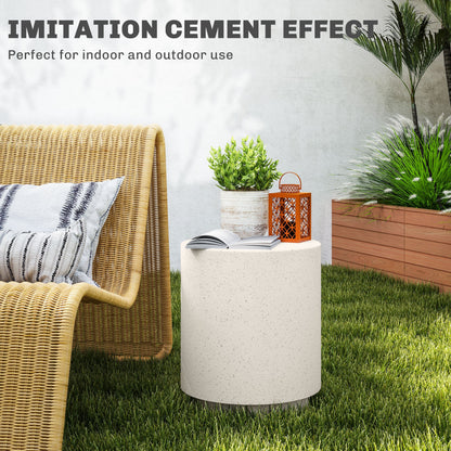Terrazzo Finish Side Table, 17" Round End Table for Indoor and Outdoor, Charcoal Grey