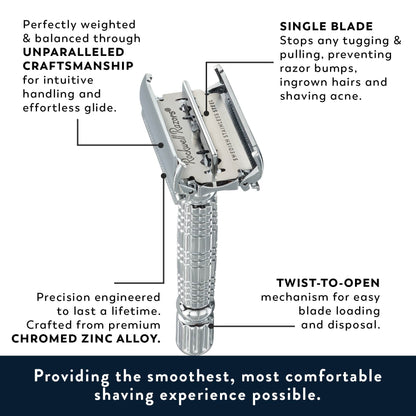 Rockwell R1 DE Safety Razor - White Chrome