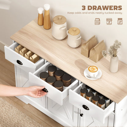 46.5" Buffet Cabinet, Farmhouse Sideboard with 3 Barn Doors and 3 Drawers for Living Room, Kitchen, Black