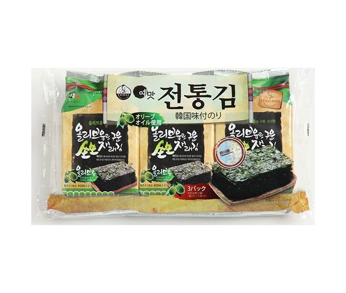 白子のり オリーブオイル韓国伝統のり 3袋詰(8切8枚)板のり3枚×12個入【日本出荷】