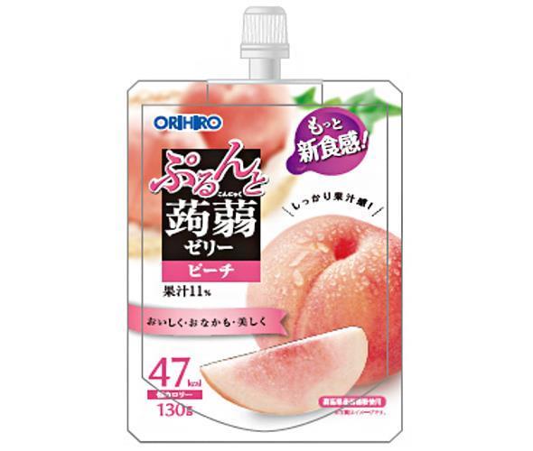 オリヒロ ぷるんと蒟蒻ゼリー ピーチ 130gパウチ×48本入【日本出荷】
