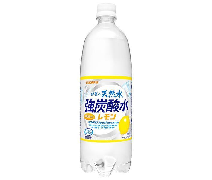サンガリア 伊賀の天然水 強炭酸水 レモン 1Lペットボトル×12本入【日本出荷】